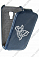 Кожаный чехол для Samsung Galaxy S3 Mini (i8190) Lux Case (Dark Blue Butterfly Crystals)