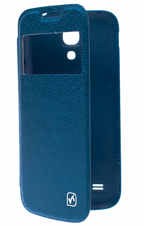 Кожаный чехол для Samsung Galaxy S4 Mini (i9190) Hoco Dazzled Series View Leather Case (Синий)