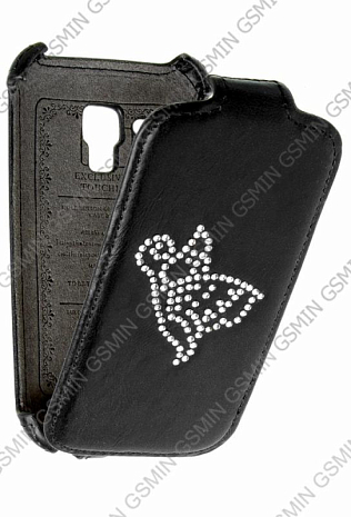 Кожаный чехол для Samsung Galaxy S3 Mini (i8190) Lux Case (Black Butterfly Crystals)