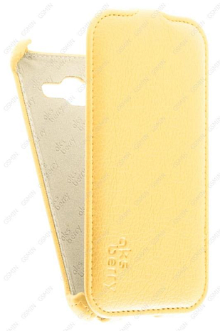 Кожаный чехол для Samsung Galaxy J3 (2016) SM-J320F/DS Aksberry Protective Flip Case (Золотой)