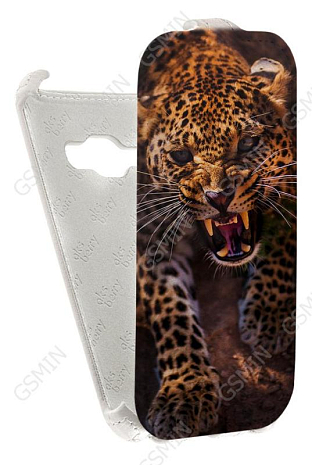 Кожаный чехол для Samsung Galaxy J1 (2016) Aksberry Protective Flip Case (Белый) (Дизайн 147)