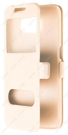 Чехол-книжка с магнитной застежкой для Samsung Galaxy S6 G920F с окном (Золотой)