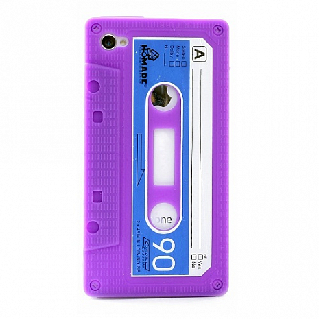 Чехол силиконовый для iPod Touch 4 Кассета (Фиолетовый)