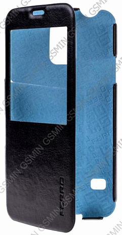 Кожаный чехол для Samsung Galaxy S5 Ferro View Ultra Slim Case (Black / Blue)