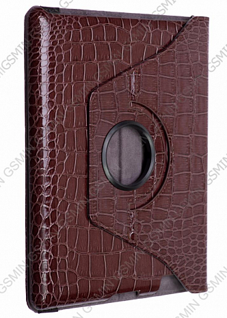 Кожаный чехол для iPad 2/3 и iPad 4 RHDS Fashion Leather Case - Crocodile glossy - Вращающийся (Коричневый)