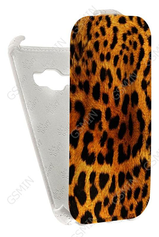 Кожаный чехол для Samsung Galaxy J1 (2016) Aksberry Protective Flip Case (Белый) (Дизайн 144)