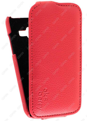 Кожаный чехол для Samsung Galaxy J1 (J100H) Aksberry Protective Flip Case (Красный)