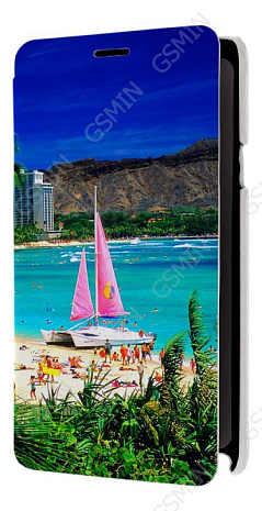 Кожаный чехол для Samsung Galaxy Note 4 (octa core) Armor Case - Book Type (Белый) (Дизайн 177)