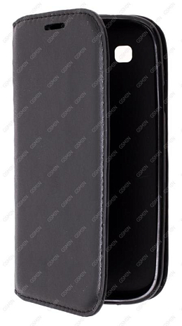 Кожаный чехол для Samsung Galaxy S3 (i9300) на магните (Черный)