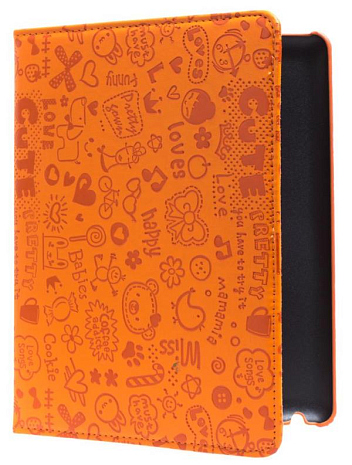 Кожаный чехол для iPad 2/3 и iPad 4 RHDS Fashion Leather Case - Happy series - Вращающийся (Оранжевый)