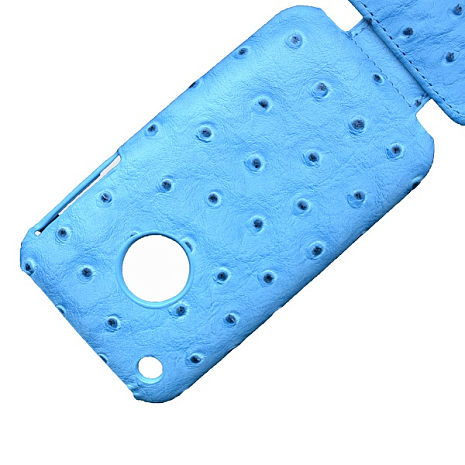    Apple iPhone 3G/3Gs Melkco Leather Case - Jacka Type (Ostrich Print Pattern - Blue)